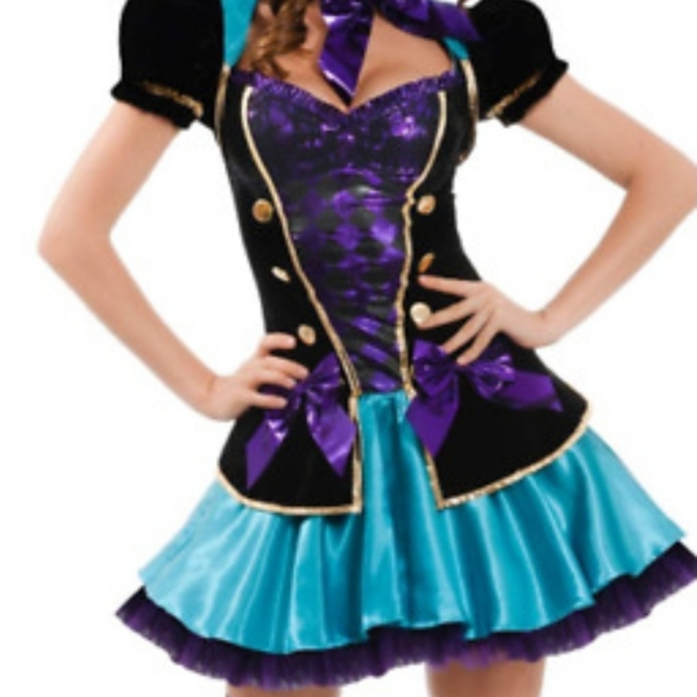 Womans Sexy Alice Wonderland Mad Hatter-Woman Halloween Costume Dress Sz 4-6
